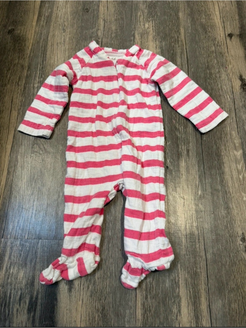 Aiden + Anais Pink Striped Muslin Footie Baby Sleeper 0-3M Pajamas
